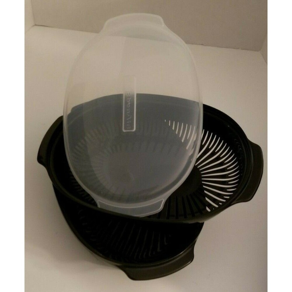 Kitchen Aid Microwave Steamer Cooker Casserole Dish Black 3 piece